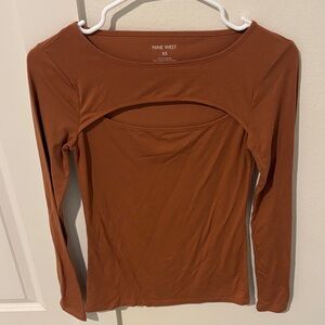 Nine West Women's Rust Long Sleeve Top